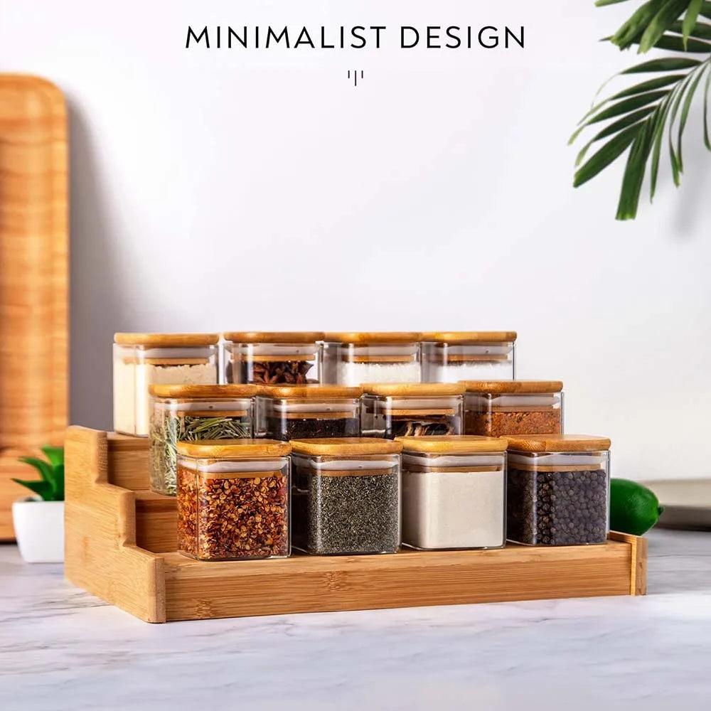 Glass Spice Jar Set with Bamboo Lids