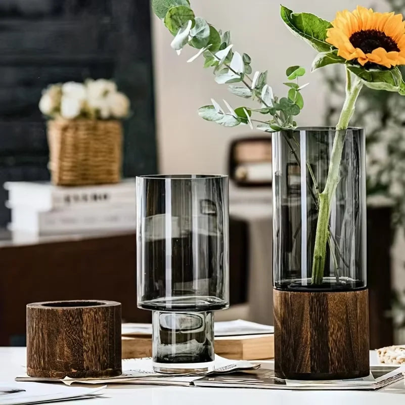 Glass & Wood Vase