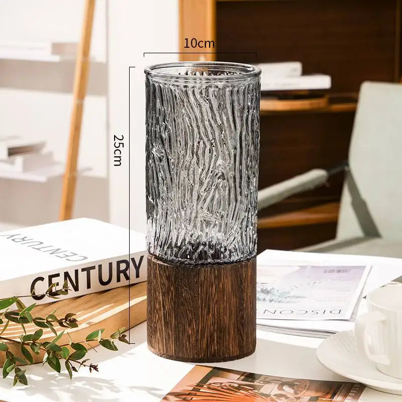 Glass & Wood Vase