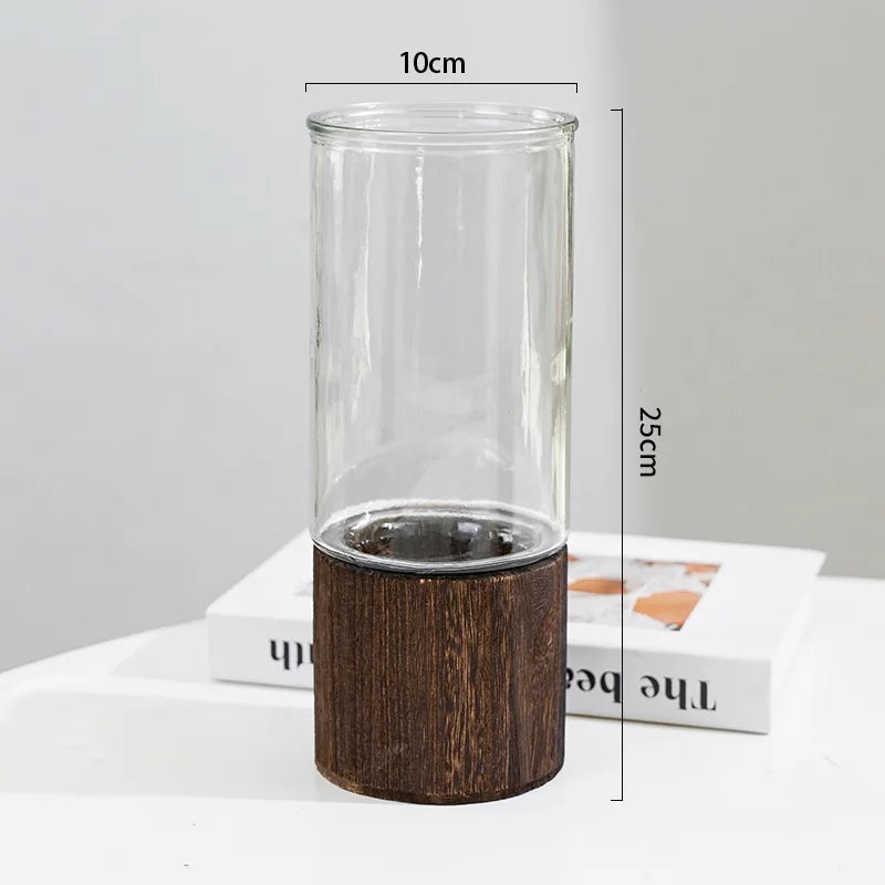 Glass & Wood Vase