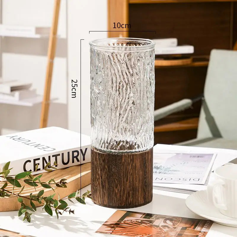 Glass & Wood Vase