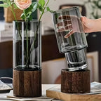 Glass & Wood Vase