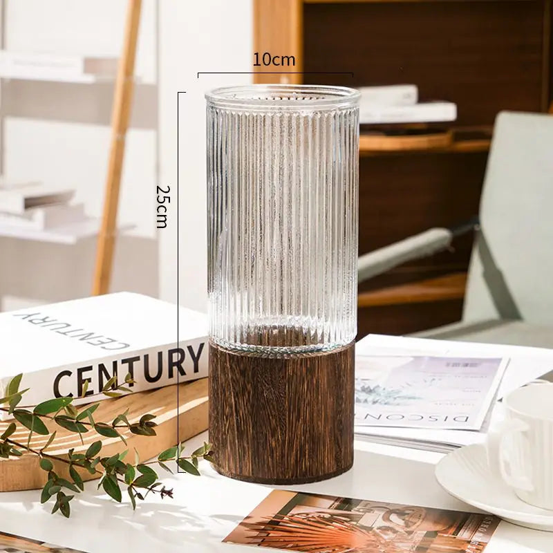 Glass & Wood Vase