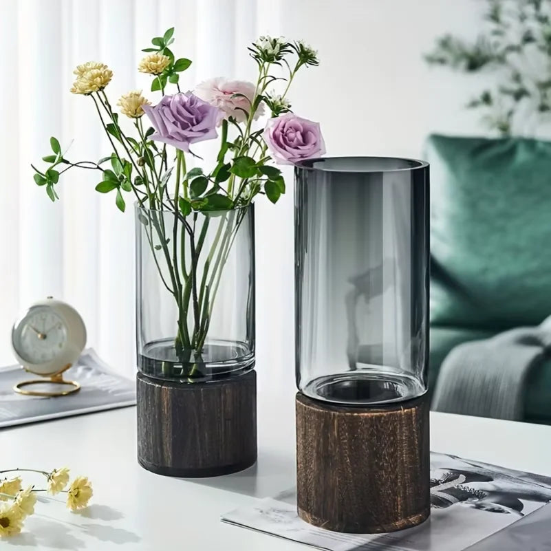 Glass & Wood Vase