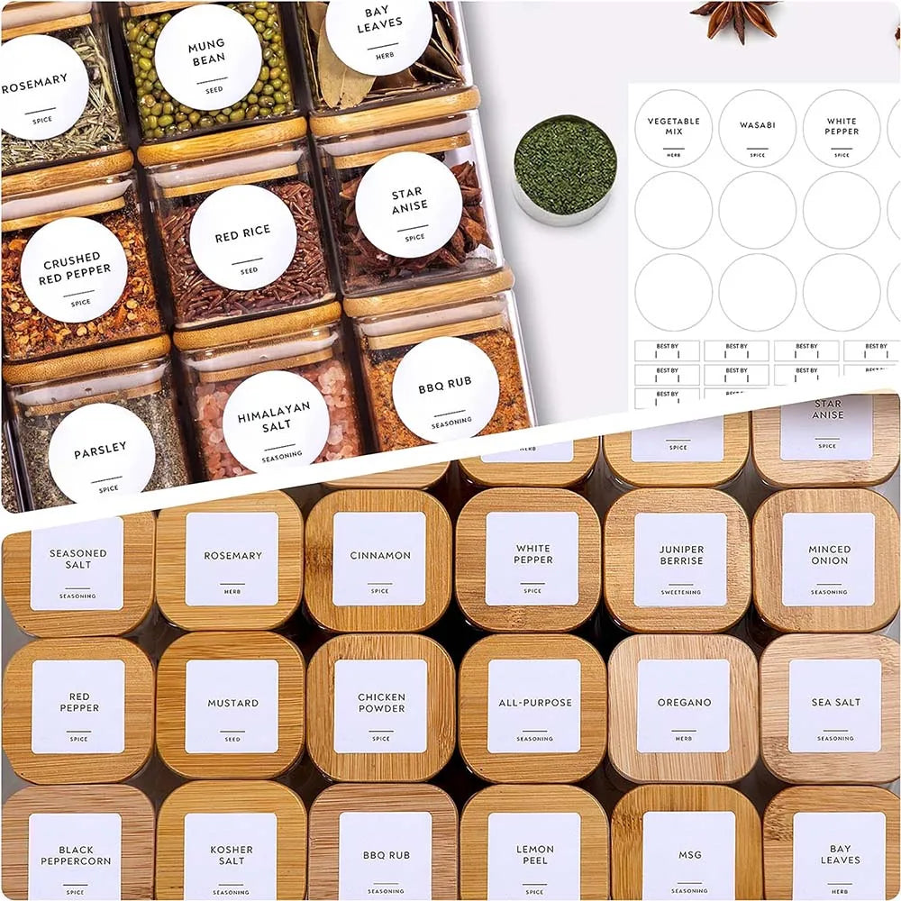 Glass Spice Jar Set with Bamboo Lids