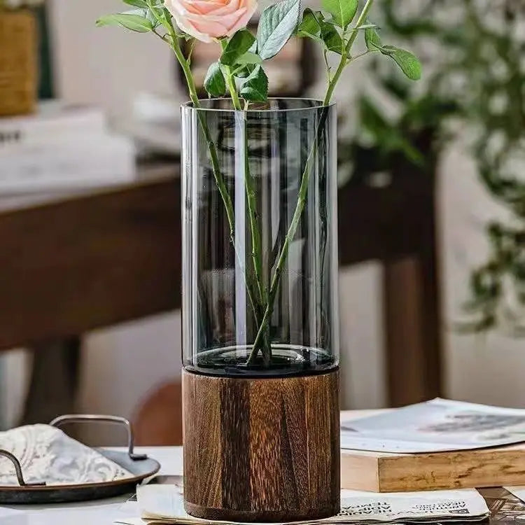 Glass & Wood Vase