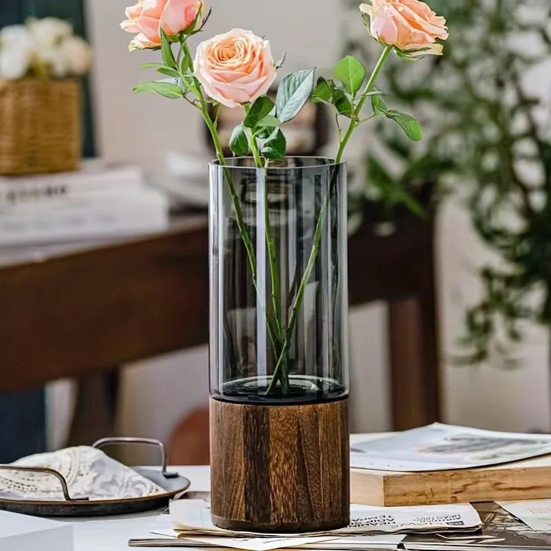 Glass & Wood Vase